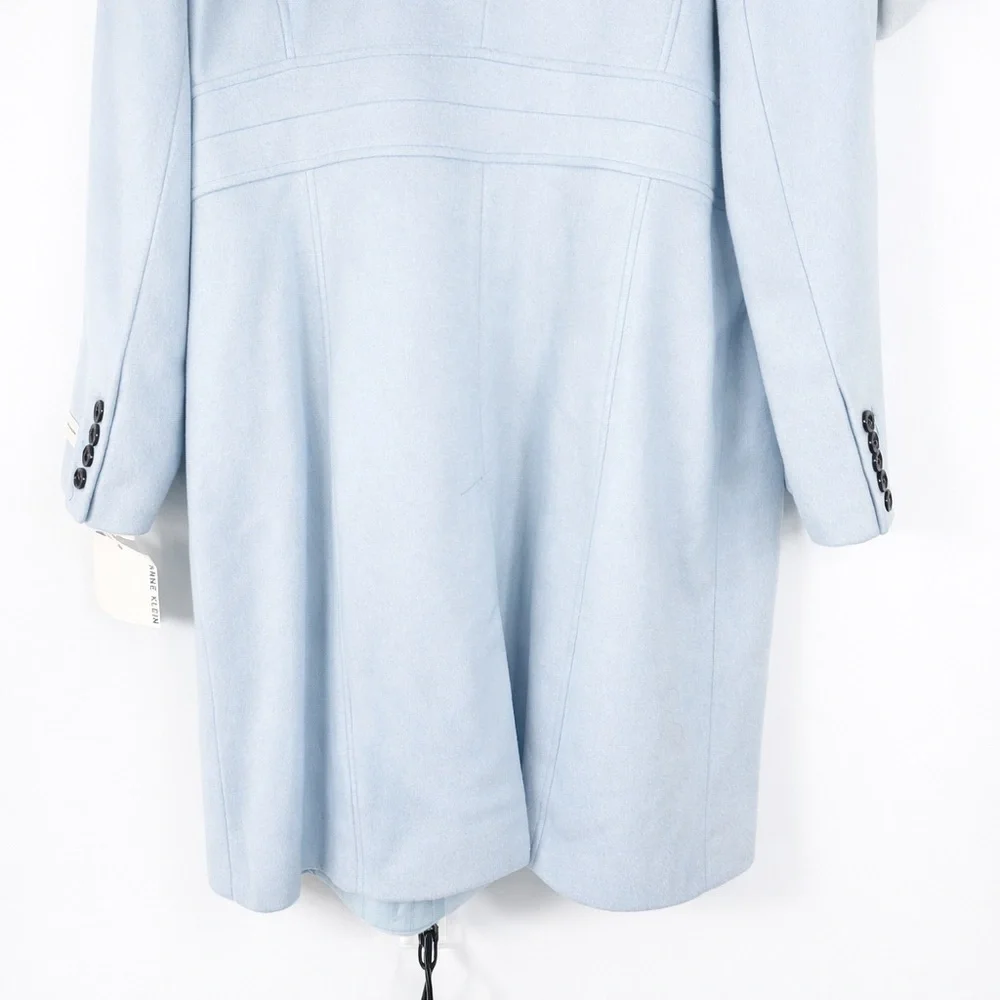 Anne Klein Single-Breasted Tailored Overcoat Womens Plus Sz 18 Pastel Blue Class